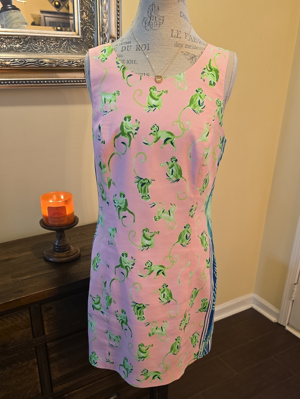 Lilly Pulitzer Sleeveless Shift Dress with Green Monkey Print